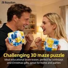 Challenging 3D Maze Cube, An Educational Brain-Training Toy For Adults, Suitable For Home Entertainment And Party Games, And An Ideal Gift For Birthdays And Christmas - màu xanh da trời - Xem 4