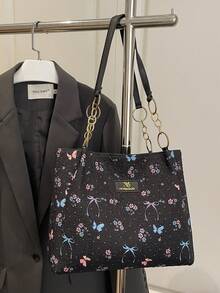 Túi đeo vai thắt nơ, túi đeo chéo tay thời trang dung tích lớn, kiểu dáng mới mẻ dành cho nữ. - màu đen - Xem 9