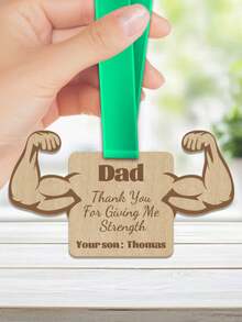1pc Custom Text Dad Muscle Medal – Personalized Wooden Strength Medal With Custom Name & Message | Reusable 3-Color Ribbon Keepsake | Ideal Father'S Day & Birthday Gift For Dads & Grandpas - Multicolor - View 8