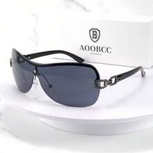 1pc Wraparound Y2K Futuristic Fashion Fashion Glasses - Gradient gray - View 2