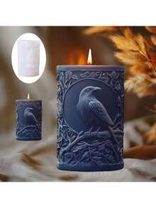 Khuôn làm nến và xà phòng bằng silicon thủ công với họa tiết quạ và dây thừng. - Hình trụ - Xem 2