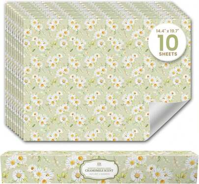 Chamomile Scented Drawer Liners For Dresser Drawers (10 Large Sheets, 19.7" X 14.4") - Non Adhesive Drawer Paper Liner For Bedroom Dresser &Amp; Closet Shelves By Lindau2019s Essentials