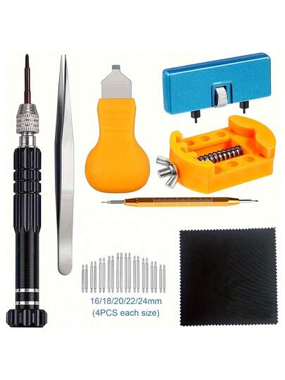 Kit de herramientas profesionales para reparación de relojes: Incluye destornilladores, pinzas, herramienta para barra de resorte y extractor de tapa trasera, adecuado para 3 tipos de relojes