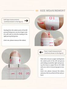 10片手工制作可佩戴的按压式美甲贴片，粉色樱桃可爱美甲图案，短款椭圆渐变粉色爱心波浪圆点简约风格，适合女孩日常佩戴 - 粉色 - 查看 6