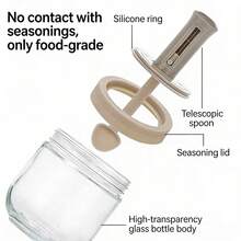 1pc Kitchen Salt & Seasoning Jar, Leak-Proof Telescopic Spice Bottle, Crystal Glass, Airtight Moisture-Proof Spice Jar - White - View 9
