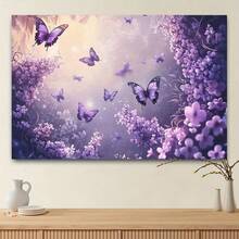 2D Flat  1 Piece Dreamy Floral Wall Tapestry|   Bright Purple And Blue Butterflies With A Glowing Effect, Made Of Polyester Fabric, Decorating Living Rooms, Offices, Or Parties, Available In Various Sizes (59x39, 51.18x59) - 多色 - 查看 3
