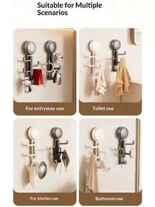 1pc Rotating Hook, Vacuum Suction Cup Hanger, For Dorm, Bedroom, Behind Door, Kitchen, Bathroom, Towel, Umbrella, Key Hook - Multicolor - View 9