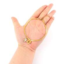 1 pieza Tobillera clásica y sencilla con inicial en forma de corazón, de acero inoxidable dorado con cadena de espiga para mujeres - Amarillo Oro - Ver 3