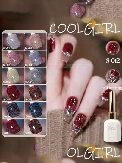 15毫升瓶装闪粉指甲油凝胶，闪亮闪粉指甲油凝胶，2026新款微闪粉反光美白美甲