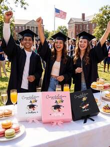 1 pieza Caja de regalo de graduación personalizada, Caja de regalo de graduación con cinta magnética y tapa, Caja de regalo de fiesta de graduación personalizada, Caja de regalo de fiesta de graduación personalizada, Caja de regalo personalizada con nombre & fecha, Regalo personalizado - Multicolor - Ver 3