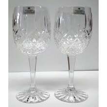 Pair Of 24% Hand Cut Lead Crystal Large Red Wine Goblets In Presentation Box - View 6