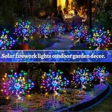 420 luces solares LED tipo fuegos artificiales - 8 modos, activación automática al anochecer, función de memoria, eficiente energéticamente, adecuado para jardín, sendero, fiesta y decoración de boda - Luces de fuegos artificiales montadas en el suelo - Ver 3