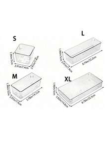 7/16/25 件套透明抽屉收纳盒套装，多功能塑料储物盒，浴室梳妆台抽屉收纳托盘，储物托盘，适用于化妆品、珠宝、卧室、办公室收纳盒 - 無色 - 查看 7