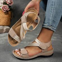 Orthopedic Wedge Sandals Women 2026 Wide Width Platform Sandals With Arch Support Ankle Strap Casual Summer Open Toe Hollow Out Comfortable Vacation Shoes - 卡其色 - 查看 2
