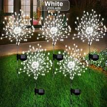 60/200/300 LED - Luces ambientales solares tipo fuegos artificiales LED, 8 modos, adecuadas para centros comerciales, patios de entrada, iluminación de balcones, decoración para el Día de San Valentín, Pascua y luces decorativas ambientales - Multicolor - Ver 4