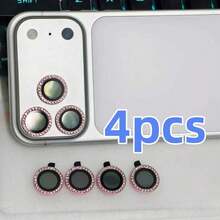 4pcs Rhinestone Lens Protector Stickers Compatible With Apple 17 Pro Max/16/15/14/13/12/11 Series, Anti-Scratch Anti-Drop, Ultra-Clear Pixel Camera Lens Protective Film - Silver - View 6