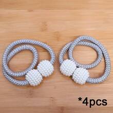 4个/套灰色磁性窗帘挂钩，无需钻孔，适用于家庭和办公室窗帘固定装置 - 灰色 - 查看 11