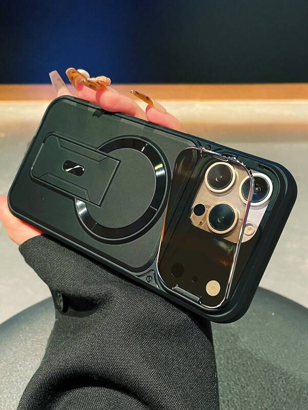 حافظة هاتف فاخرة من الدرجة العسكرية سميكة مع غطاء عدسة مدمج، حامل قابل للطي، دعم الشحن اللاسلكي المغناطيسي، مناسبة كهدية لأحبائك، حافظة حماية كاملة للجسم مع فتحات دقيقة للكاميرا لهواتف آيفون 17 برو ماكس، 17 برو، 16 برو ماكس، 16، 15 برو ماكس، 14 برو ماكس، 13، 12، 11