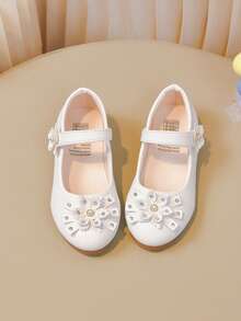 Giày da trẻ em gái mùa xuân/thu 2026, giày công chúa cổ thấp đế mềm cho trẻ em, kiểu dáng Trung Quốc mới. - trắng - Xem 2