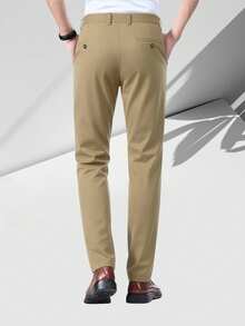 2条装男士时尚修身商务西裤，轻盈直筒商务裤，适合春夏穿着，简约通勤裤 - 彩色 - 查看 6