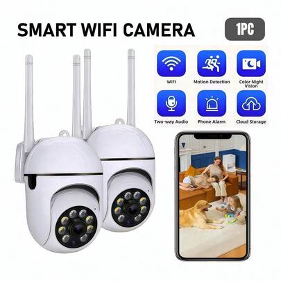 Camera an ninh WIFI 2.4G HD 1080P, công suất 300W, video màu sắc nét, camera giám sát trẻ em, thú cưng/chó, điều khiển từ xa bằng ứng dụng, xoay camera, tự động theo dõi người, tầm nhìn ban đêm trong nhà/ngoài trời, phát hiện chuyển động, âm thanh hai chiều, còi báo động, thu phóng kỹ thuật số, xoay 360°, camera IP an ninh nhà thông minh, thích hợp cho thú cưng, trẻ em, gia đình.
