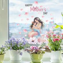 BRUP 1/3张 母亲节快乐 美人鱼妈妈和宝宝 窗贴 - 双面静电窗贴 - 彩色 - 查看 2