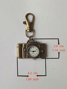 Camera-Shaped Pocket Watch Vintage Bronze Keychain, Innovative Quartz Watch Keychain Pendant, Bag Accessory, Creative Gift, Nurse Watch, Valentine's Day Gift, Gift For Friends, Keychain Pendant, Christmas And Birthday Souvenir. - 青銅2 - 查看 2
