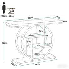 Runder Eingangstisch, stabiler Konsolentisch, vierstufiger Couchtisch, Teetisch - Schwarz + Hellbraun - Übersicht 8