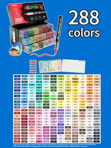 1支装直涂式软头丙烯马克笔，288/240/168/120/100/81/72/60/48/36/24/12/9/8色可选，学生专用，不透明，可叠涂水彩笔，外观精美，美术学生DIY彩色铅笔 - 馬克筆 - 查看 43