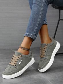 Giày thể thao nữ thường ngày 2026, giày sneaker nhẹ phong cách đường phố dành cho học sinh, thích hợp cho trượt ván. - màu xanh lá - Xem 1
