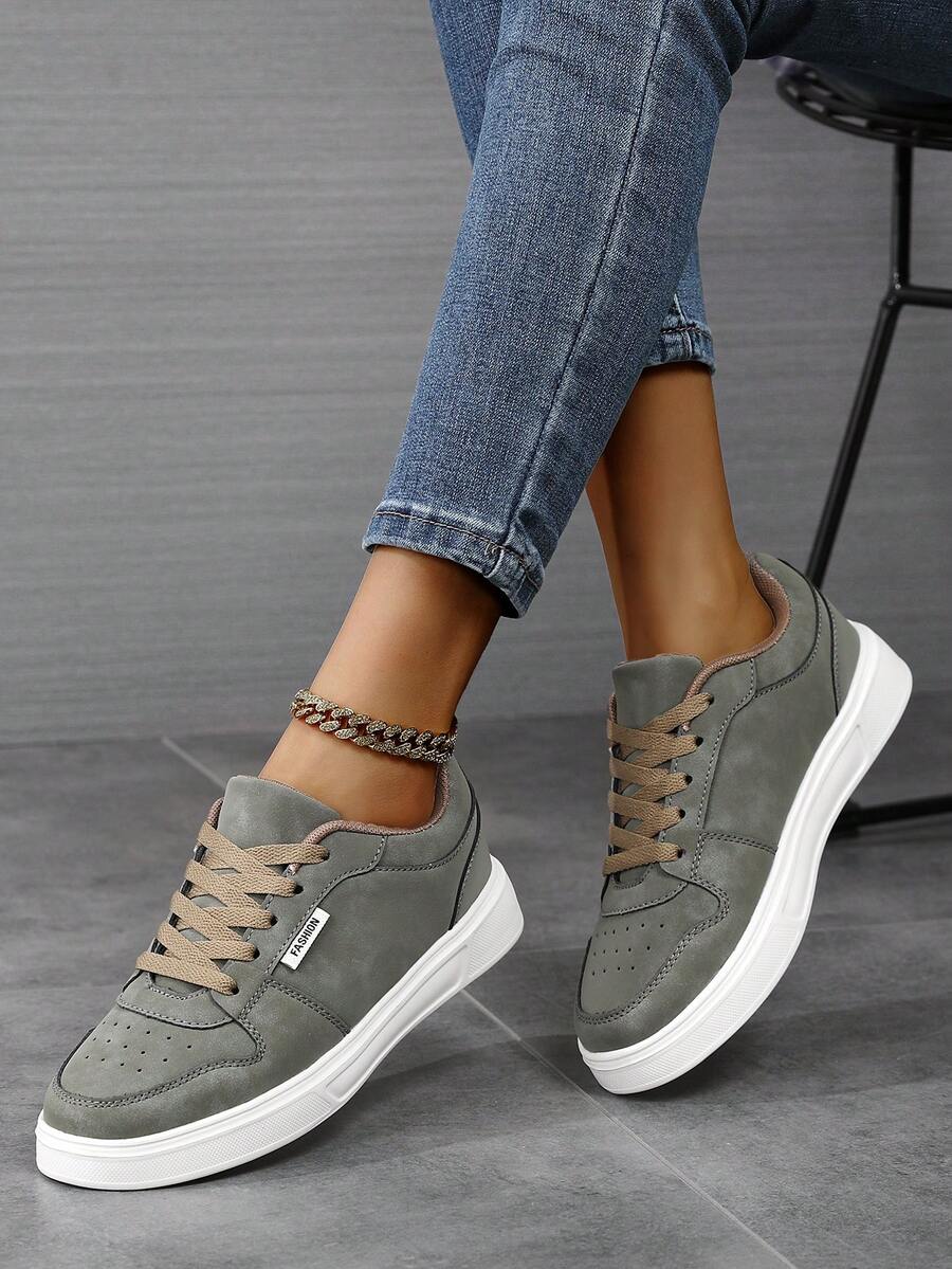 Giày thể thao nữ thường ngày 2026, giày sneaker nhẹ phong cách đường phố dành cho học sinh, thích hợp cho trượt ván. - màu xanh lá - Xem 1