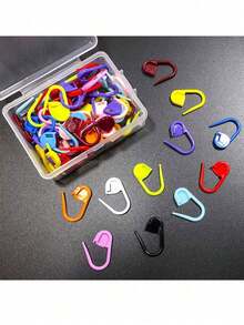 1 pieza Marcadores de punto de ganchillo y tejido con caja de almacenamiento, herramientas de costura para tejer, ganchillo y manualidades (se envían 10 colores al azar) - Multicolor - Ver 4