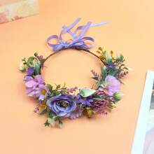 1 Stück Waldstil lila künstliche Blumen Kopfschmuck, Festival Party Braut Blumenkranz, Haaraccessoires, Braut Accessoires, Kronen, Tiara - Mauve - Übersicht 6