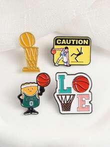 1 chiếc ghim cài áo kim loại hình bóng rổ hoạt hình độc đáo, mới lạ, thời trang, thú vị, huy hiệu kim loại, trang sức, phụ kiện quần áo, ba lô, quà tặng bạn bè, ghim cài áo thể thao hình động vật hoạt hình dễ thương, sáng tạo, huy hiệu kim loại cá nhân hóa cho túi xách và quần áo. - Nhiều màu - Xem 4