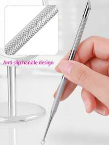 1 pièce Repoussoir et coupe-cuticules à double tête en métal argenté, grattoir à vernis à ongles en gel de qualité salon en acier inoxydable, outil de manucure et de pédicure professionnel durable pour les ongles des mains et des pieds - Nude - Voir 6