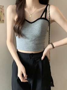 2025 Summer Women Solid Color Slim Fit Casual Camisole - Grey - View 7
