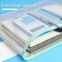 1pc A4 Clear Waterproof Zipper Document Bag, Portable File Organizer For Office School Travel - Grass Green - View 1