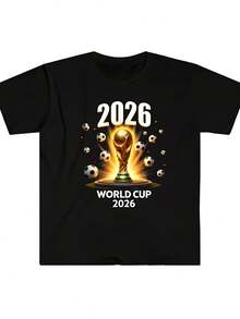 T-Shirt Black 2026 World Cup Trophy Football Print High-Quality Pure Print T-Shirt For Football Fans Summer Women's T-Shirt Daily Casual Wear Home Fitness Outdoor Sports Best-Selling Round Neck Short Sleeve Breathable Loose Fit Bea - 黑色 - 查看 7