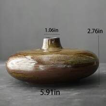 1件日式复古手工陶瓷花瓶/花盆，粗陶材质，可用于种植干花、水培植物，亦可作为茶室茶道用品或家居装饰品。 - 多色 - 查看 6