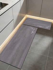 3.5mm Thick Absorbent Rubber Kitchen Mat, Modern Minimalist And Cozy Style With Cement Gray Base, Accented With White Handwritten "Happiness" Text And Minimalist Comet & Star Line Pattern, Customizable Size For Kitchen - Multicolor - View 5