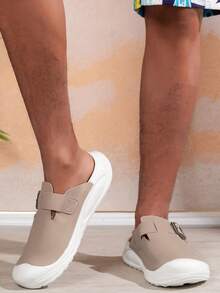 Men's Adjustable Buckle Clog Mules Slippers, Closed Toe Thick Sole Non-Slip Soft Casual Slip On Shoes For Indoor Outdoor Summer Daily Wear - Apricot - View 4