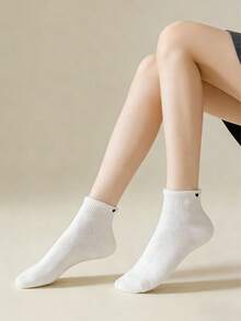 5 pares de calcetines de tobillo con diseños aleatorios de moños, corazones y osos de peluche, de color blanco y transpirables - Multicolor - Ver 3