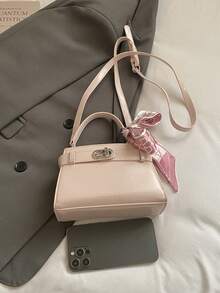 Minimalist Handbag, Small Shoulder Bag, Women's New Fashion Commuter Crossbody Mini Square Bag - Pink - View 9