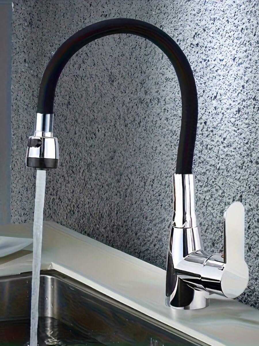 360° Rotating Flexible Kitchen Faucet - Single Handle Hot And Cold Mixer, Polished Surface, Valve Core And Base Installation, Includes Mounting Accessories With G1/2 Thread, Suitable For Modern Kitchens