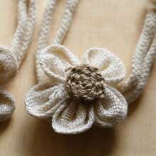 MEISIMENGSHA 2 pièces Embrasses de rideaux en tissu floral, embrasses de rideaux tressées avec décoration de perles - 2 pièces - Voir 4
