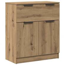 vidaXL Sideboard, Chest Of Drawers, Dresser, Cabinet, Sideboard, Multi-Purpose Cabinet, Freestanding Cabinet, Living Room, Hallway, Dark Oak, Khaki, 60x30x70cm, Engineered Wood - 橡木深卡其 - 查看 2