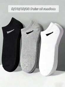 5/10 Pairs Unisex Solid Color Ankle Socks, Soft & Comfortable, Diagonal Logo Design, Casual Sports Socks, Disposable Thin Breathable Socks Suitable For Daily Wear, Business Trip, Outdoor Activities, All Seasons - Multicolor - View 8