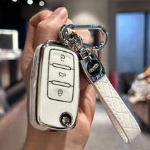 智能钥匙扣保护套，兼容大众捷达、帕萨特、甲壳虫、Rabbit、GTI、CC、EOS、Amarok、高尔夫MK4/5/6、Polo MK7，汽车配件，包包挂饰，哥特/Y2K风格圣诞礼物之选，带身份证卡套的挂绳，汽车配件，包包挂饰 - 彩色 - 查看 4