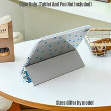 White Base With Fresh Blue Polka Dots, Covered With Hand-Drawn Blue . Compatible With IPad Mini 4/5/6/7, 5/6/8/9/10/11, Air 3/4/5/6/7, Pro 10.5/11/12.9/13 Inch.Compatible With Galaxy Tab S6Lite/S7/S8/S9/S10/FE/Plus/A8/A9Plus All Models. - Multicolor - View 6