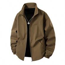 男士春季休闲翻领夹克 - 棕色 - 查看 4